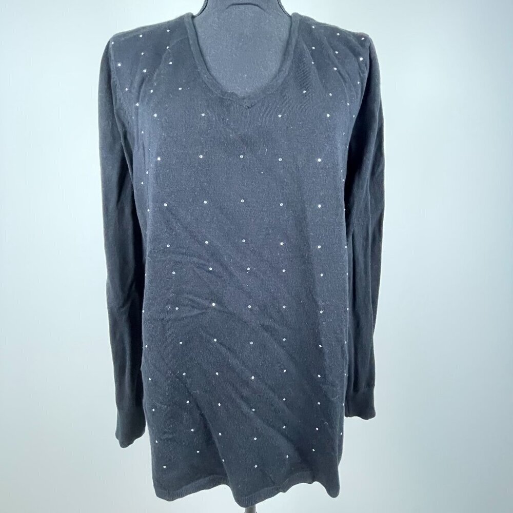 Jaclyn Smith Collection Black Rhinestone Sweater Size XXL